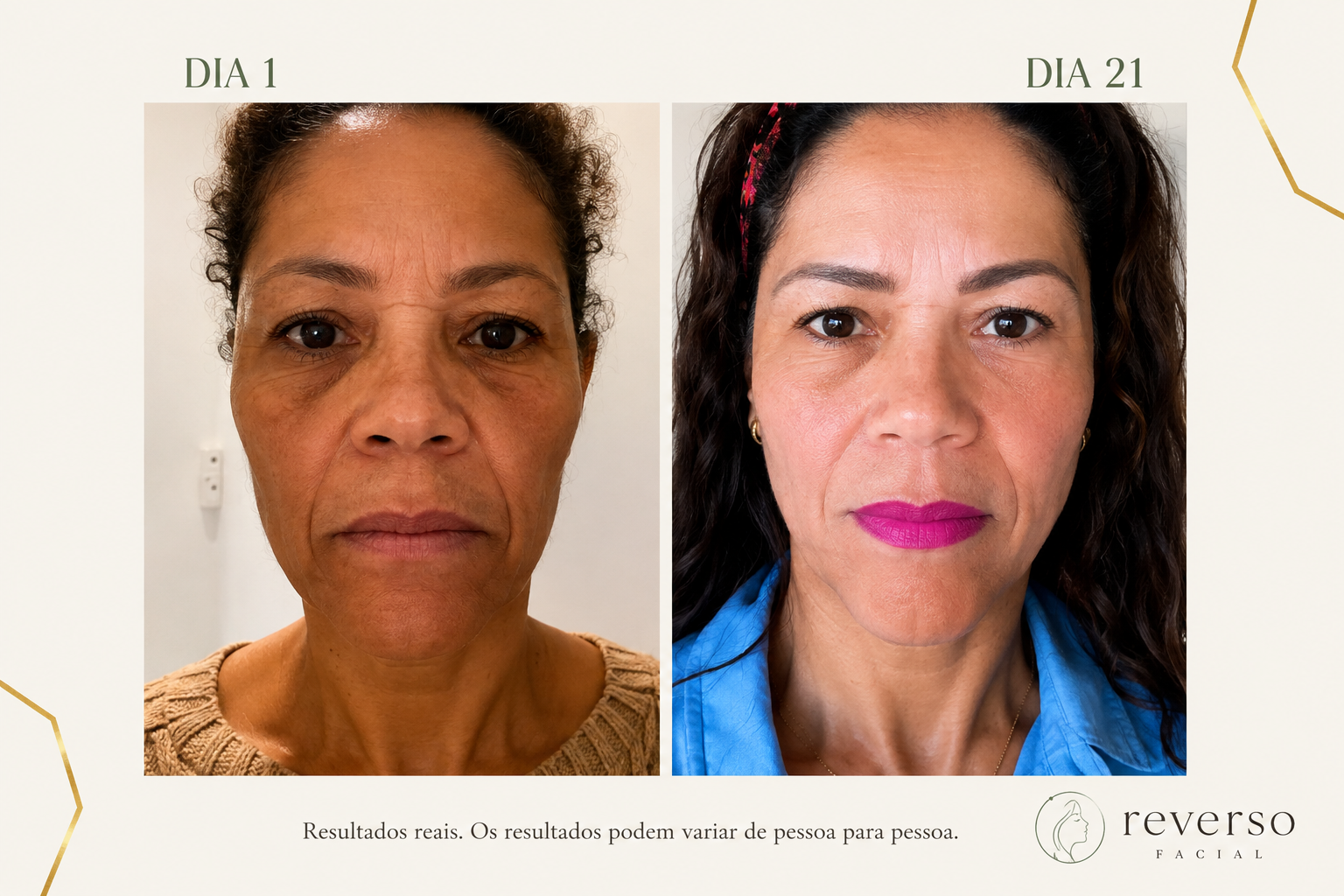Resultado real da Modelagem Facial Brasileira, Dia 1 e Dia 21